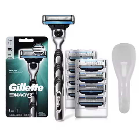 Gillette Mach3 Razor for Men with Lubrastrip Smooth Shaving Face Beard 3 Layers Blades Shaver for Me