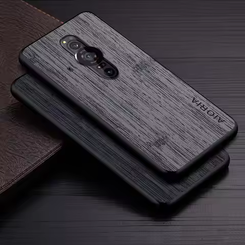 Case for Sony Xperia Pro-1 XZ4 XZ3 Funda Bamboo Wood Pattern Leather Phone Cover Luxury Coque for So