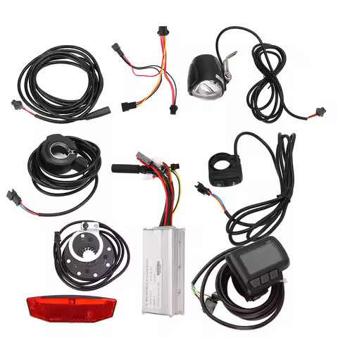 25A Electric Bike Motor Controller Set with EN06 Meter and Front and Rear Lights 2 in 1 Switch Confi