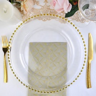 Charger Plate Clear Gold Beaded Design Charger Plate 13” Set of 6