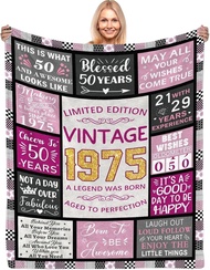 50th Birthday Gifts for Women, Vintage 1975 Birthday Blanket ;, Birthday Gifts for 50 Year Old Women