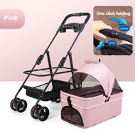 Foldable Pet Trolley The basket is separable Cat/Dog Cart 4 Wheels Fit for 11KG Cart Dining Plate Pe
