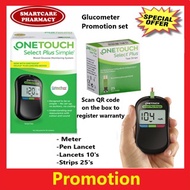 [NEW- Full Set] OneTouch Select Plus/Select Blood Glucose Meter Free 25 Strips +10 lancets