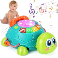 Musical Turtle Baby Toys 6 to 12 Months, Infant Light up Music Toys Tummy Time Development, Crawling