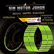 [JOHOR ] [16 Pcs] Lining Rim Sticker Wheel Decal Reflective Motorbike Rim Stripes Tire Sticker /Rim Sticker Lining.
