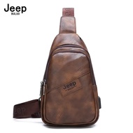 กระเป๋าสะพายข้างผู้ชาย Jeep ของแท้100% กระเป๋าคาดอก หนังพรีเมี่ยม ป้องกันน้ำ เก็บของใช้ส่วนตัว
