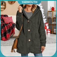 YYR_ Comfortable Women Coat Polyester Coat for Women Cozy Oversized Fleece Hooded Coat for Women Sty