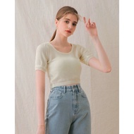 【AirSpace Taiwan】U-NECK TRANSLUCENT FINE KNITTED CROP TOP