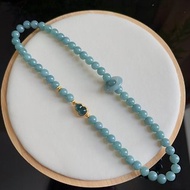 翠色-瓜地馬拉 冰糯種藍水翡翠 藍水葫蘆 設計多圈手串項鍊s