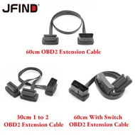 1 to 2 30 60cm 16Pin Male to Female Flat Extension Cable With Switch ODB 2 Car Converted Cable ODB 2
