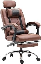 Computer Gaming Chair Ergonomic Video Game Chair Reclining Executive Office Chair Boss Chair Desk Chairs with Footstool Leather (Color : Brown) interesting