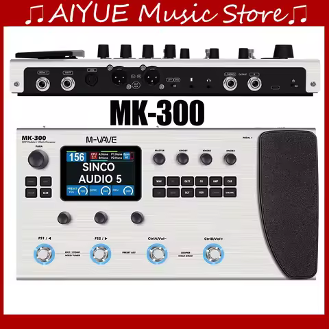 M-VAVE MK-300 Guitar Bass Multi-Effects Processor Neural Modeling Pedal 150s Looper 128 Drums MIDI D