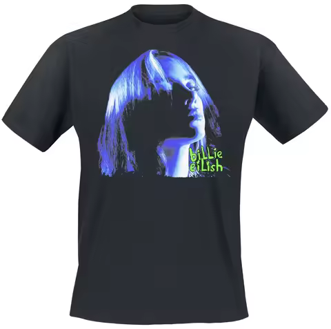 Billie Eilish Artist Logo T-Shirt Men's Pop Graphic Tee with Art Portrait Print Casual Streetwear To