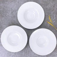 Straw Hat Bowl Ceramic Western Food Soup Plate Pasta Bowl Pure White Western-Style UFO Plate Pasta P