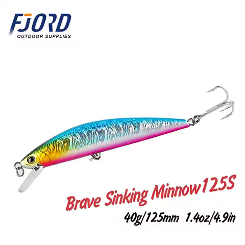FJORD 125mm 40g Brave Minnow Bass Pike Lure Long Casting Sea Fishing Lures Saltwater Plastic Hard Ar