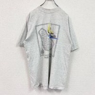 90年代Collon Club短袖印花T卹，復古款，單線縫製，灰色