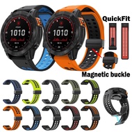 For Garmin Fenix 7X 7XPro 6X 5X Silicone Strap 22MM 26MM Magnetic Buckle Fenix 7 6 5 7Pro 6Pro 5Plus QuickFit Bracelet Watchband