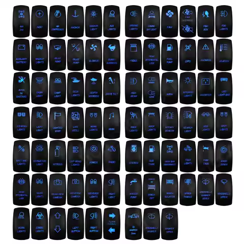 12V 20A Blue Led Car Boat Laser Rocker Switch ON OFF, (ON) OFF, ON OFF ON, (ON) OFF ON, (ON) OFF (ON