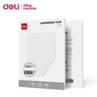 Deli แผ่นเคลือบบัตรพลาสติก แผ่นเคลือบA4 พลาสติกเคลือบA4 ความหนา 80/125ไมครอน 100แผ่น ใช้กับที่เคลือบ