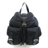PRADA 尼龍Backpack銀扣背包黑色