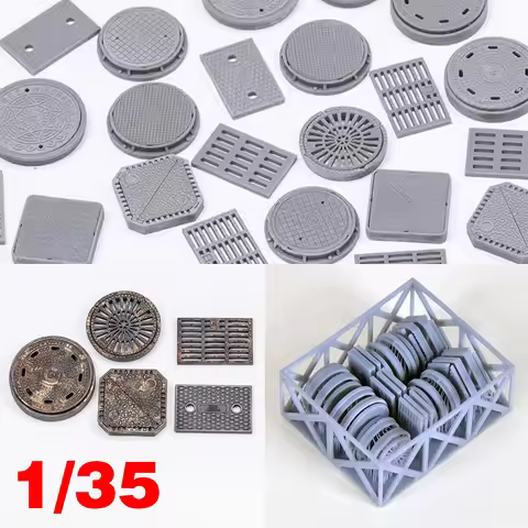 1/35 Scale Model Kit Building Material Metal Manhole Cover Sewer Manhole Cover Drainage Ditch Miniat
