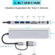 8-in-1 USB 3.0 Type-C extension dock, 2-in-1 transfer cable with 3.5mm port SD/TF slot, fast transfe
