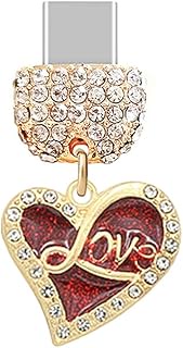 TP1025 Type-C Charging Port Crystal Anti Dust Plug Little Crystal Love Heart with LOVE Letter Cell P