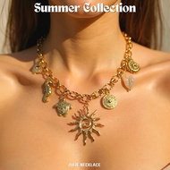 Julie[5% Discount Code] Sun Pendant Charm Necklace Stainless Steel Material There Is A Box. No Peeli