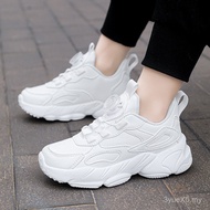 New Style Children's Shoes Spring Campus Style Single Net, Double Net, Leather Surface Campus White 