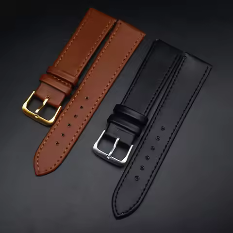 Men&Women PU Leather Strap Black Brown 12mm 14mm 16mm 18mm 20mm 22mm Watch Strap Relogio Masculino A