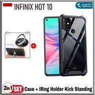 Case Infinix Hot 10 Soft Hard Tpu Transparan Plus Ring Casing Cover