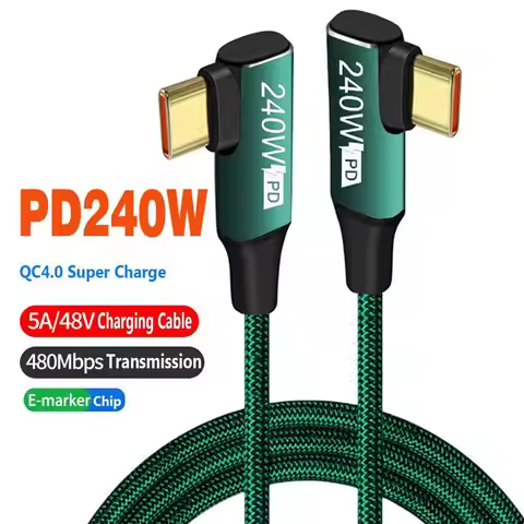 90 Degree Laptop EMAKER Chip 48V 5A USB C Fast Charging Cable Type-C Data Cord PD 240W