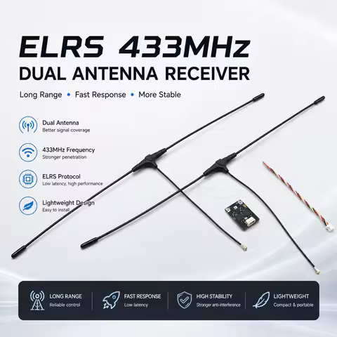 CYCLONE LR1121 ELRS Diversity Receiver 380/750/433MHz Dual Antenna Long Range RX For FPV Fixed‑Wing 