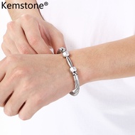 Kemstone Stainless Steel Cable Wire Dumbbell Bracelet for Men โ GoldSilverBlackFitness Style