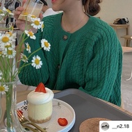 cpjgirlxx | ** Hemock Pine Braid Cardigan- Green Korean Knitted