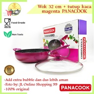 Wok marble 32cm magenta PANACOOK wok/ with glass lid 32cm frying pan set/