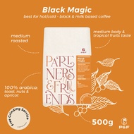 P&amp;F Black Magic Blend ขนาด 500g เมล็ดกาแฟคั่ว เบลนด์ arabica 100% (คั่วกลาง) สำหรับชง espresso filter drip cold brew | P&amp;F Coffee พี แอนด์ เอฟ คอฟฟี่