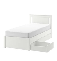 ikea 白色單人床架 附抽屜   厚床褥自己開價