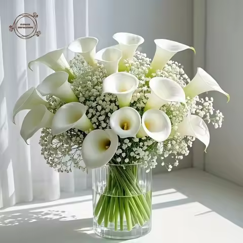28pcs Calla Lily Artificial Flower Baby's Breath Perfect for Weddings Valentine’s Day Mother’s Day E
