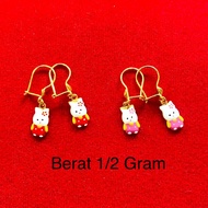 Children's Earrings Light Gold Rabbit Model 1⁄2 Gram