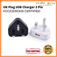 Smart UK Plug USB Charger 3 Pin Travel Wall USB Power Adapter Plug 5V OEM/ Wholesale-BLACK
