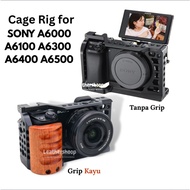 Cage Rig Camera sony A6000 A6100 A6300 A6400 A6500 Plate Protection & Wooden Grip
