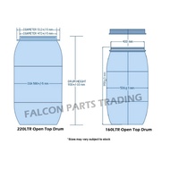INS recommended۞[USED] 160L / 220L Plastic Open Top Drum, Tong Biru (1unit per order)