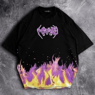 Tshirt oversized / kaos oversize distro 20s murah motif "Burn ungu"