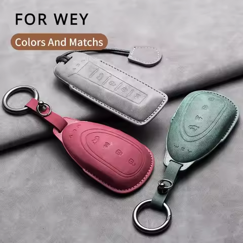 Leather Car Key Case Cover for Great Wall WEY Coffee 01 Coffee 02 Tank 300 VV5 VV6 2023 VV7 A1 A3 A4