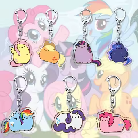 1pcs My Little Pony Keychain acrylic Pendant Anime Keyring Cartoon Decorative Pendants