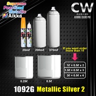 AIKKA Metallic Silver 2 1092G 2K Car Paint Solid Touch Up Pen Aerosol DIY Cat Spray Motor Kereta