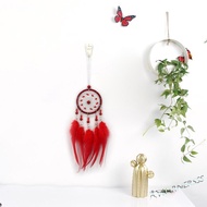 Red Feathers Beads Handmade Dreamcatcher Craft Dream Catcher Net Home Car Hanging Decoration Wedding Valentine Day Gift [Warner.sg]