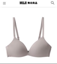 Muji 無印良品 女棉混彈性無鋼圈一體成形胸罩 摩卡棕L