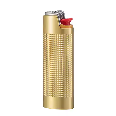 Diamond Quilting 3D Engraved Metal Case for French BIC J6 Lighter, Explosion-proof, Full Size Holder